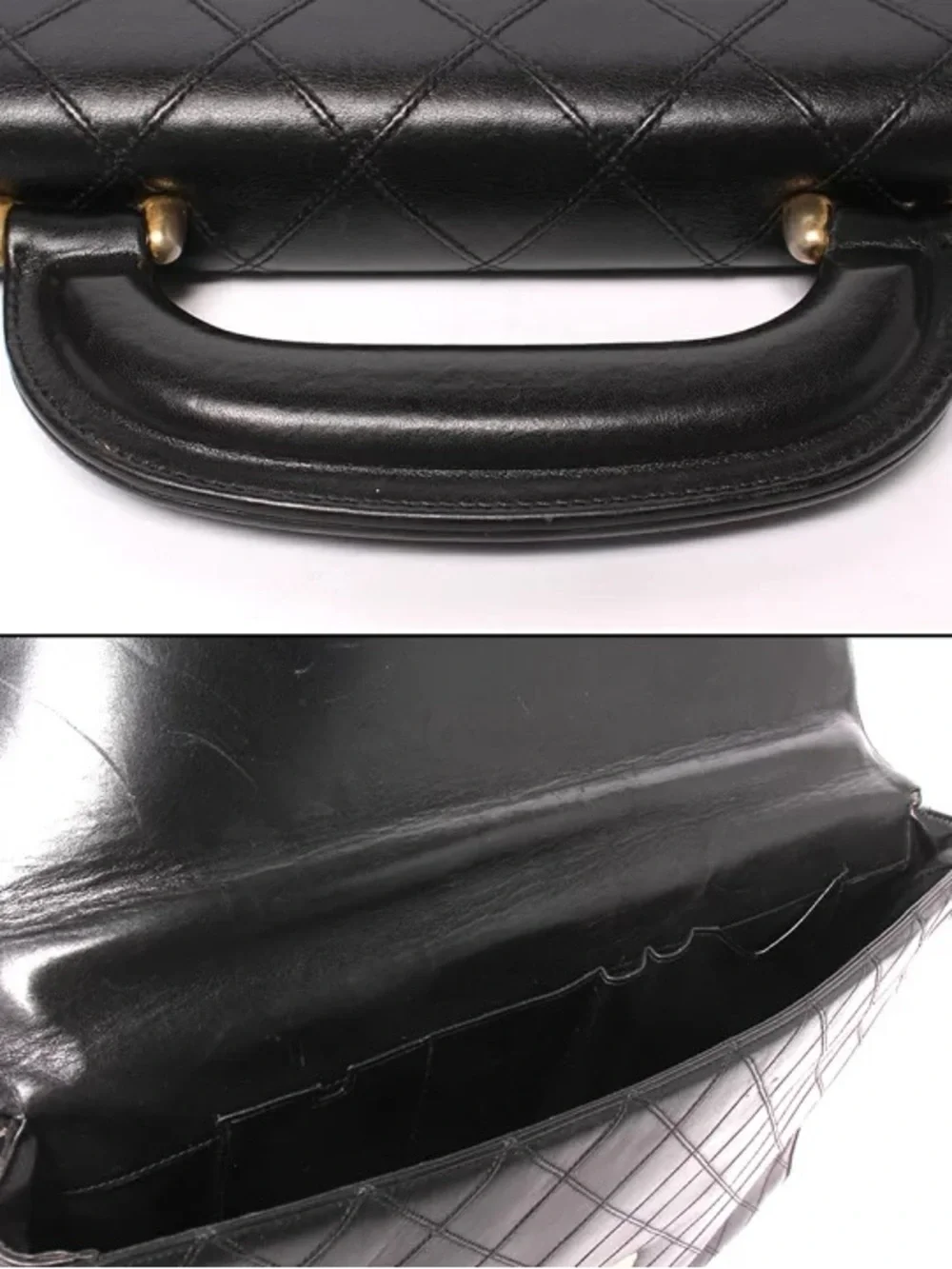 Authentic CHANEL black leather wild stitch vintage unisex briefcase laptop bag